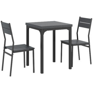 3-osaline söögikomplekt, laud ja 2 tooli, MDF ja metall, hall