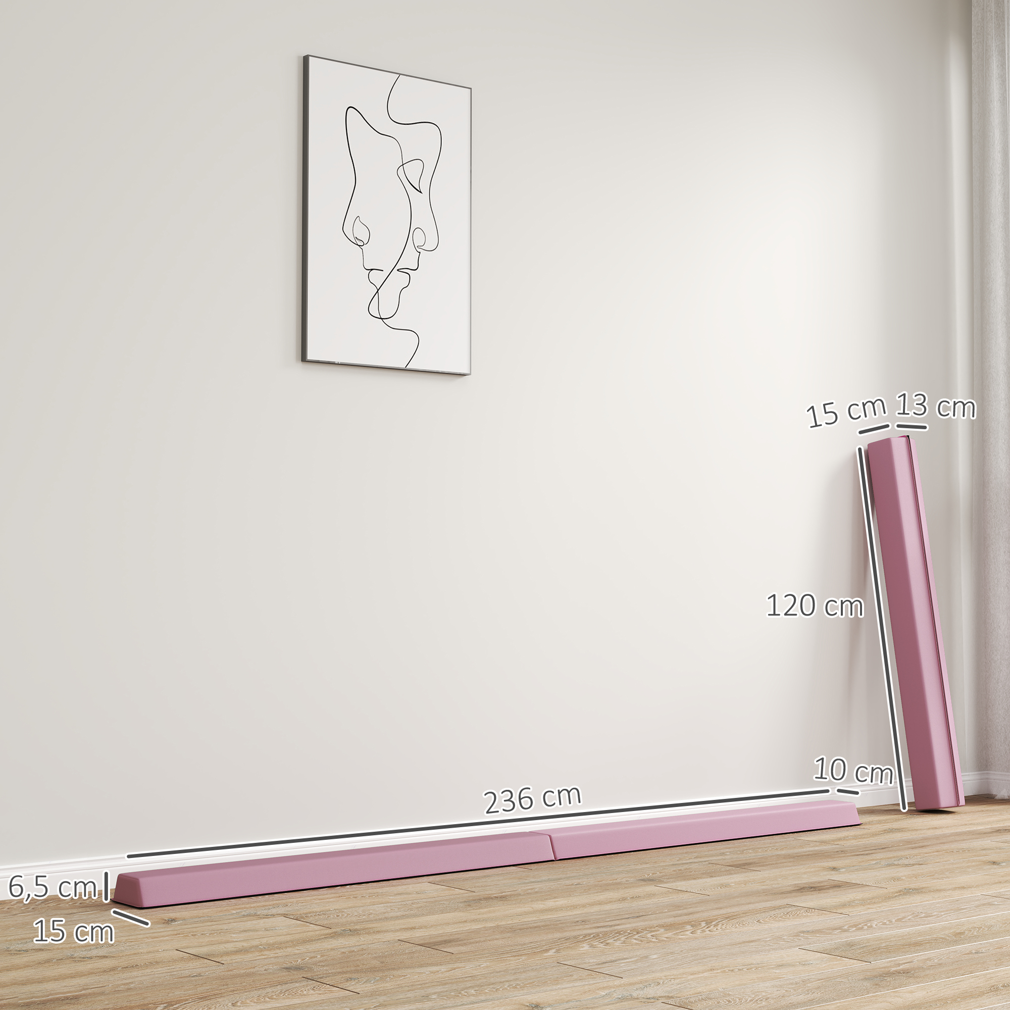 Taitettava tasapainopuomi, 2,4 m, vaaleanpunainen, jopa 80 kg - Image 3