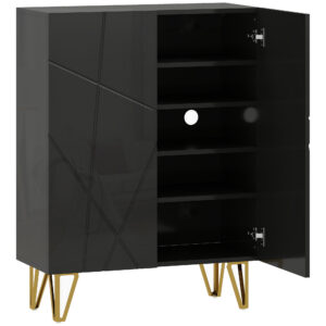 Kingakapp 2 uksega, must, 72 x 31,5 x 95 cm