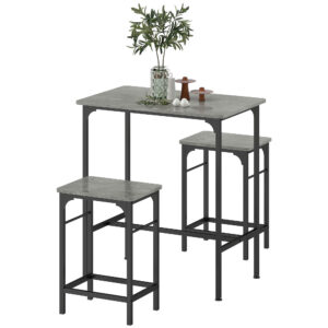 Baarilaudade komplekt, hall/must, 80 x 50 x 87 cm, 3-osaline