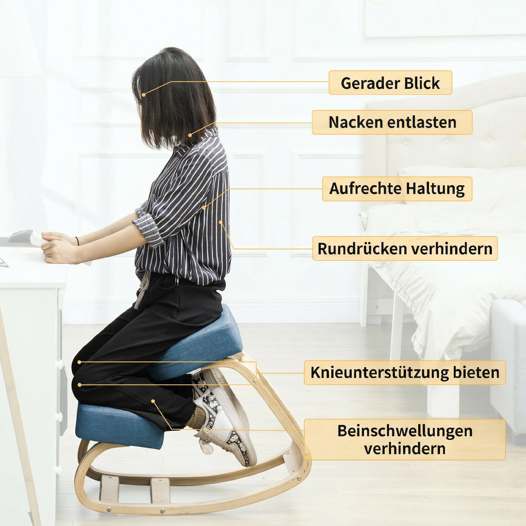 Ergonomiška kėdė su kelių atrama, mėlyna, iki 120 kg - Image 5