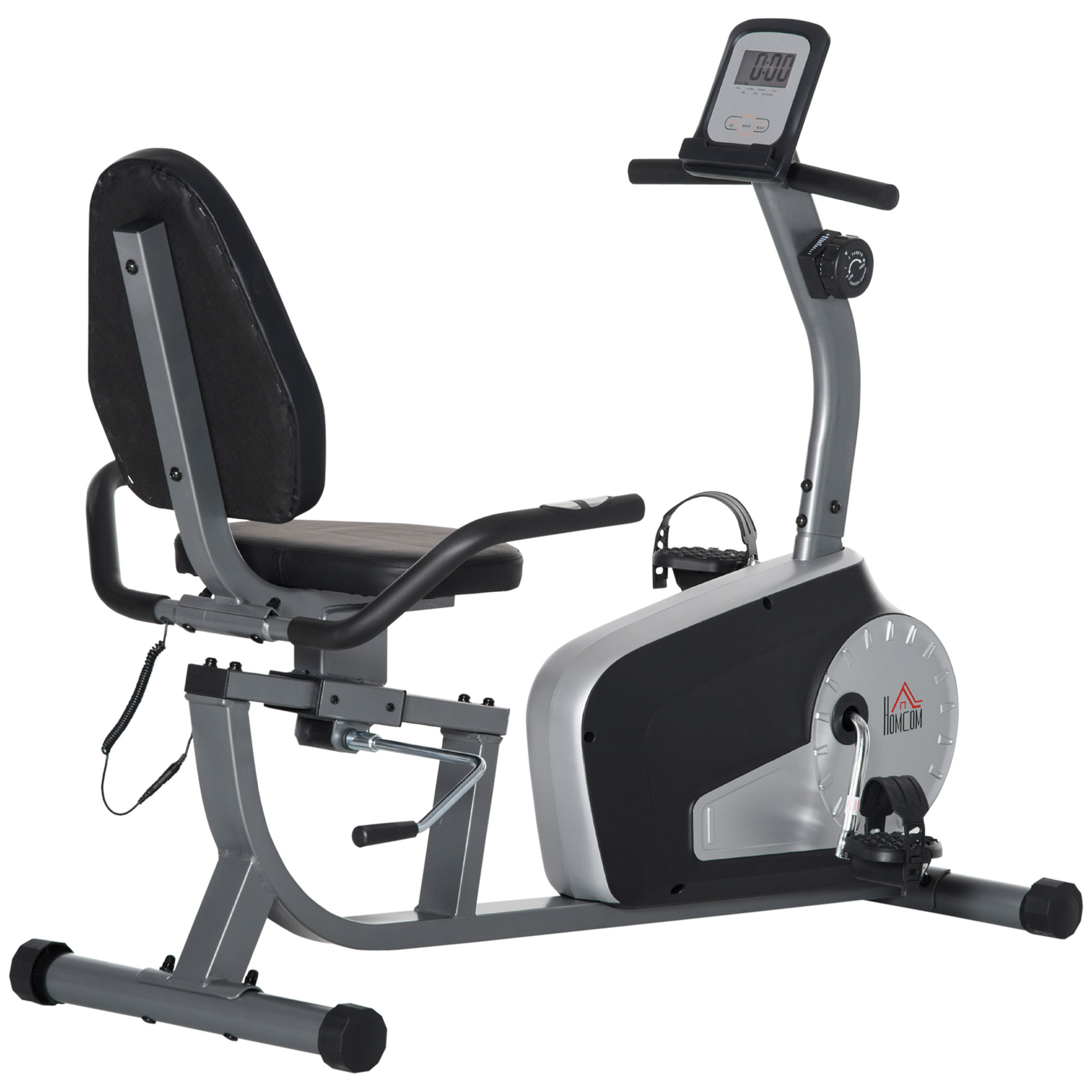 Recumbent trenažöör 8 astme vastupanuga, hall, must, hõbedane, 122-137 x 62 x 103 cm