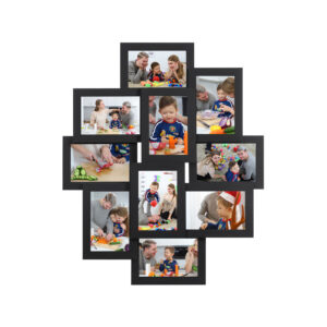 Foto rāmju kolāža 10 fotogrāfijām, 60 x 49,3 x 3,6 cm, melna