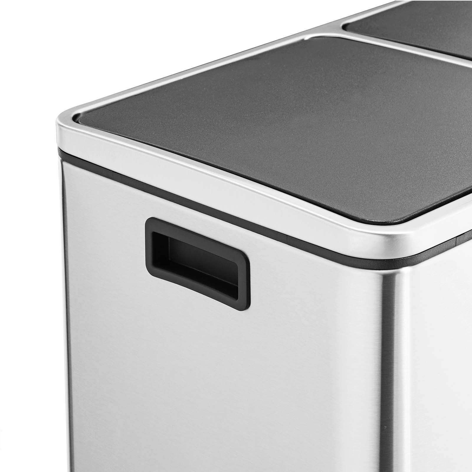 Šiukšliadėžė su pedalu, 48 l, 2 vidiniai kibirai, nerūdijantis plienas, sidabrinė - Image 6