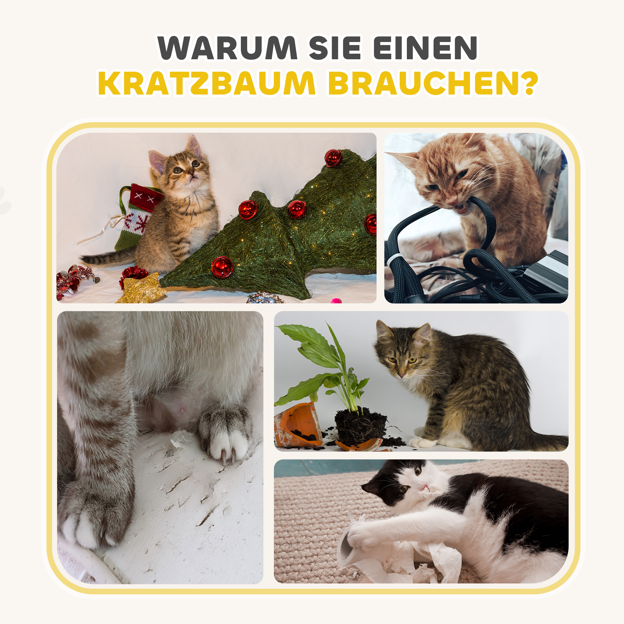 Kačių draskyklė-būgnas, 79 cm aukščio, Ø45 cm, trijų aukštų, khaki+ruda - Image 7