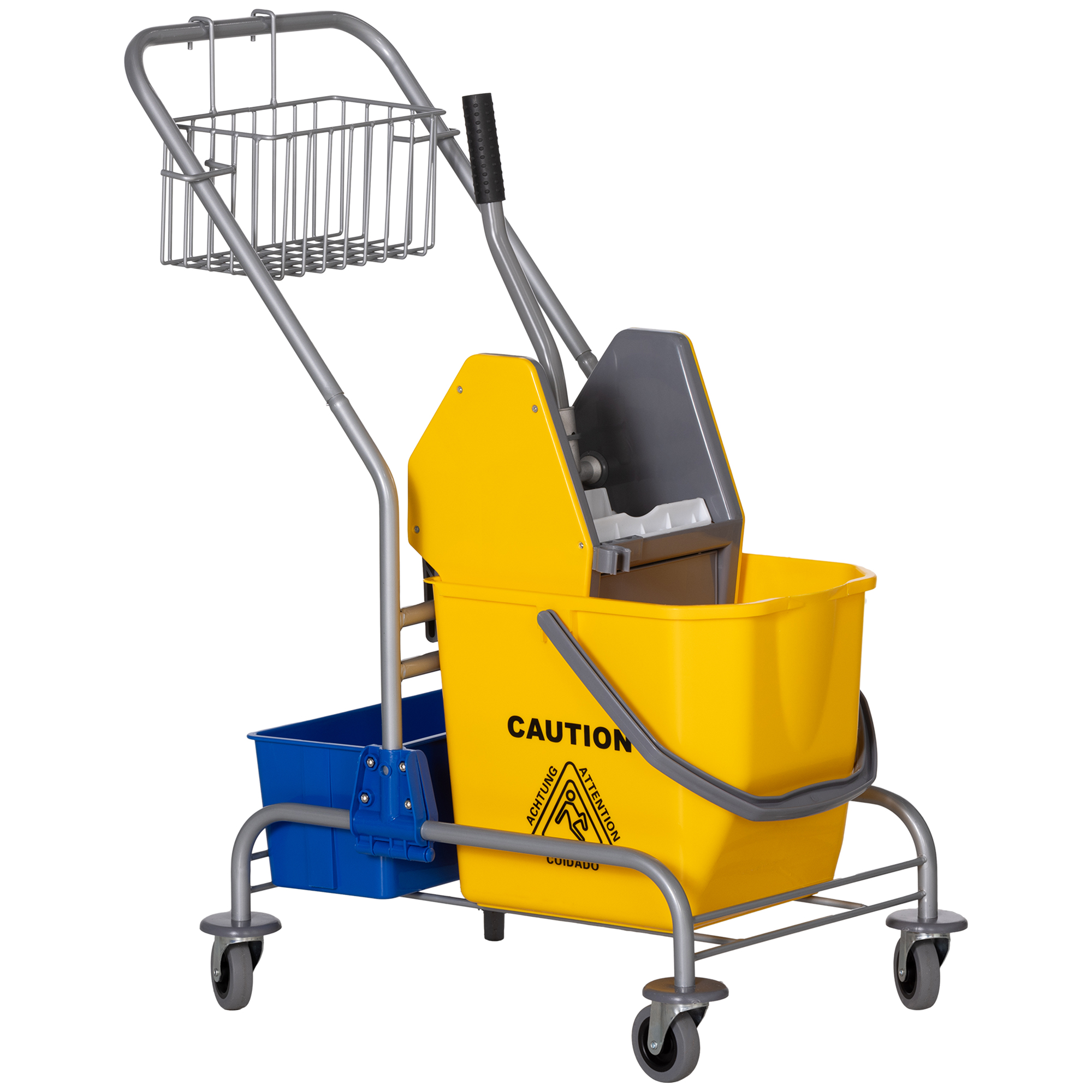 puhastusvanker, 25 l, 4 ratast, plastmass, kollane