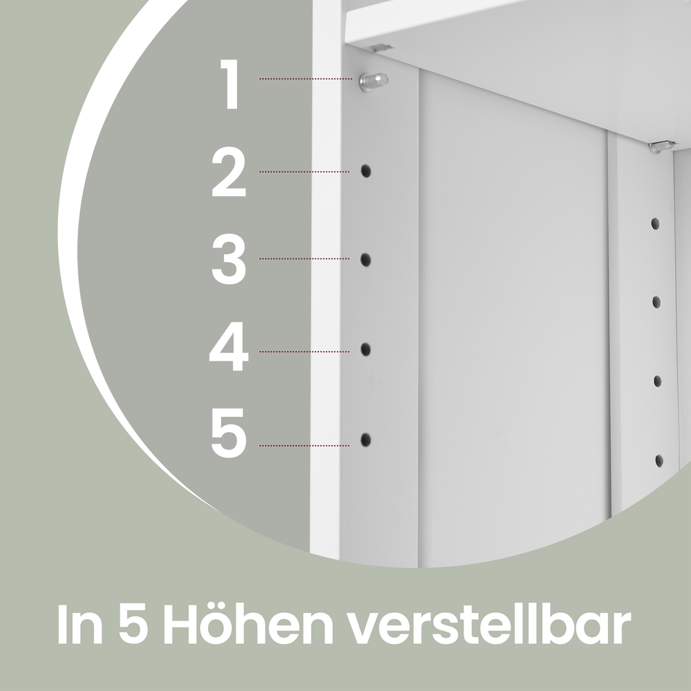 Vannas istabas skapis, šaurs, ar regulējamiem plauktiem un atvilktni, 19,5 x 21,4 x 180 cm, balts - Image 7