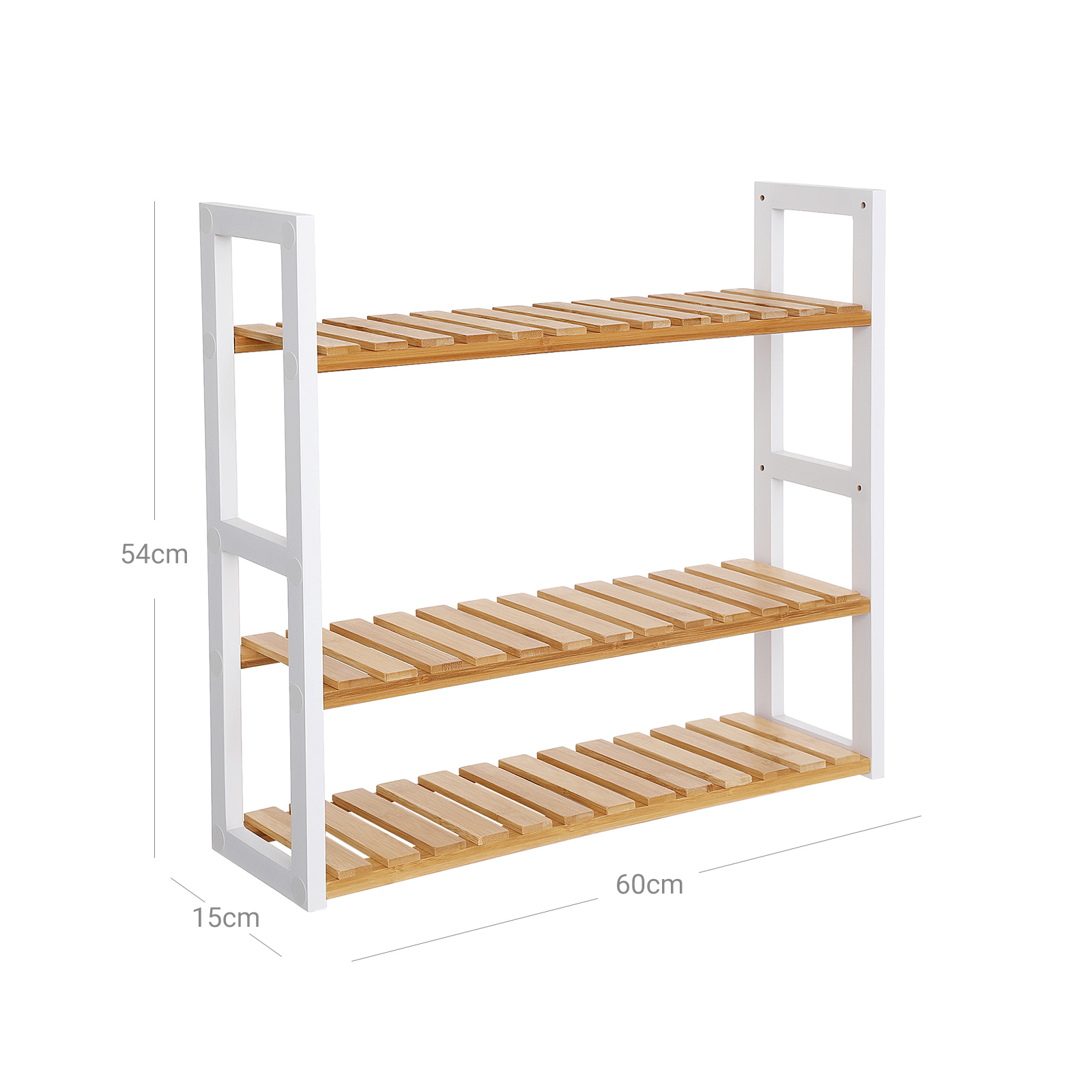 Vannas istabas plaukts no bambusa, 3 līmeņi, regulējami plaukti, 60 x 15 x 54 cm - Image 7
