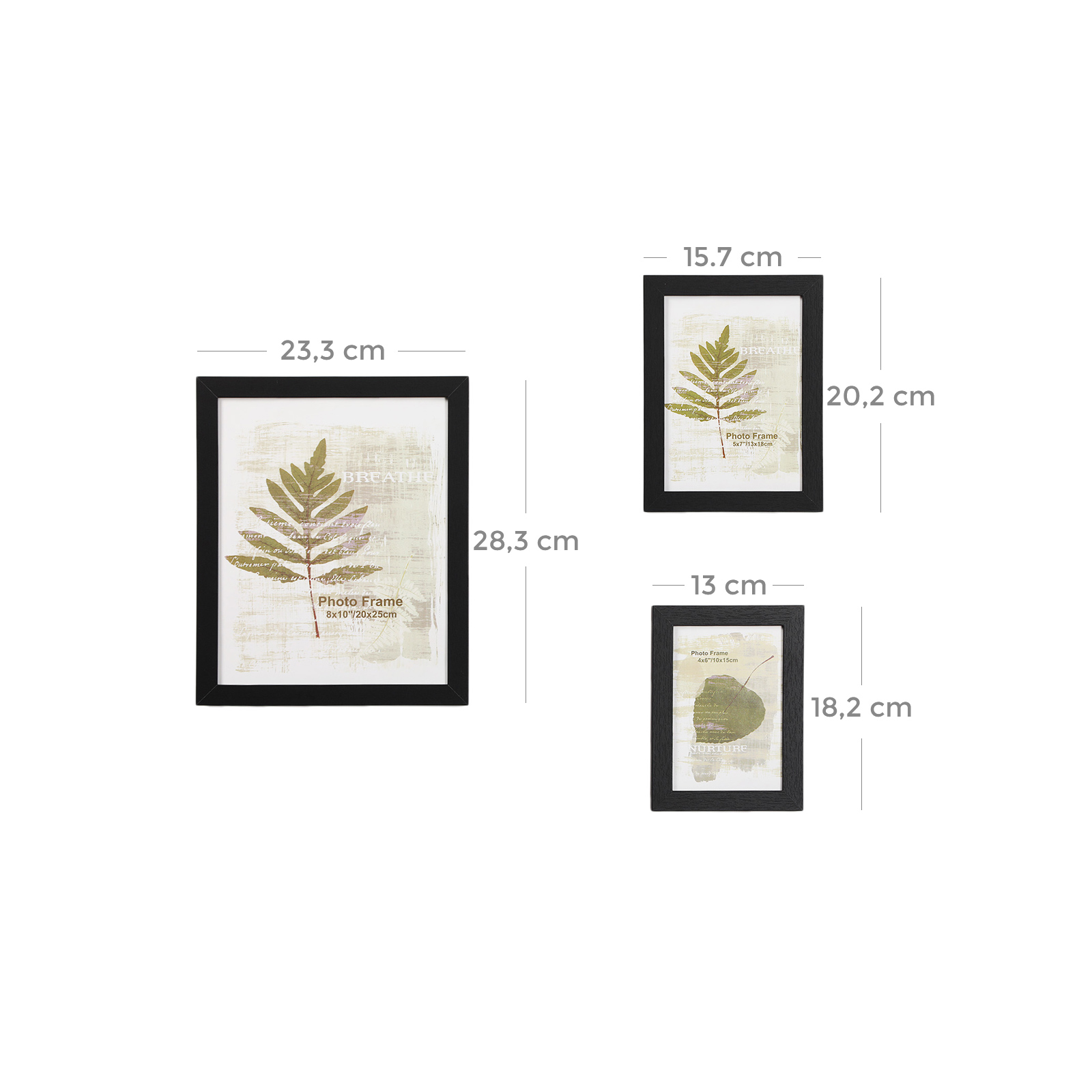 Kuvakehyssetti, 10 kpl, musta, MDF ja polystyreeni, 3 kokoa - Image 7