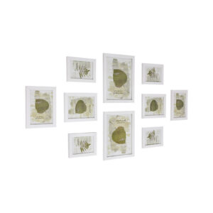 Pildiraamide komplekt, 10 tk, valge, MDF ja polüstüreen, 3 suurust
