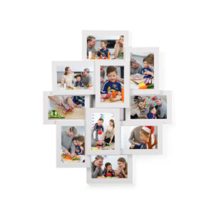 Foto rāmju kolāža 10 fotogrāfijām, 10 x 15 cm, MDF, balta, 60 x 49,3 x 3,6 cm