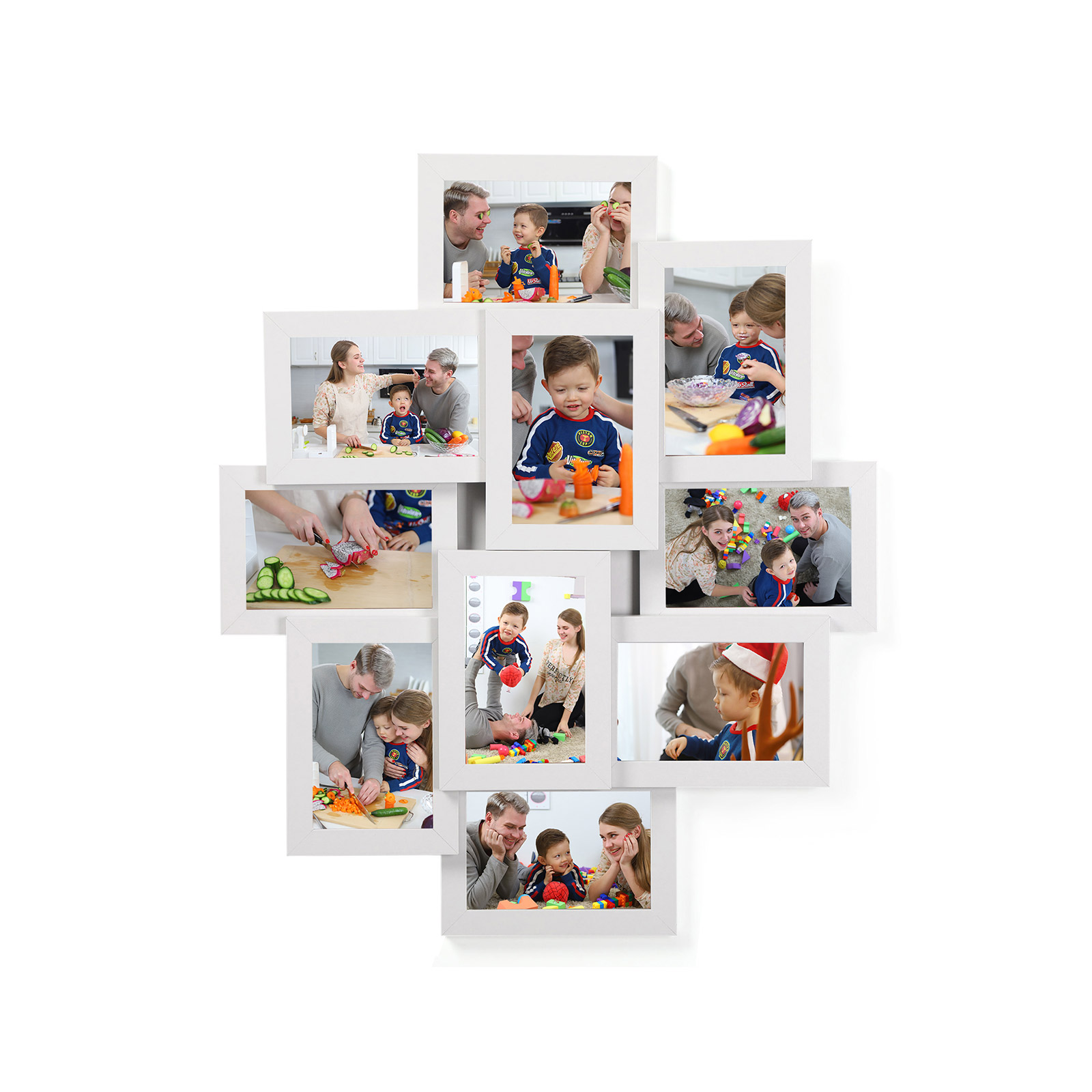 Foto rāmju kolāža 10 fotogrāfijām, 10 x 15 cm, MDF, balta, 60 x 49,3 x 3,6 cm