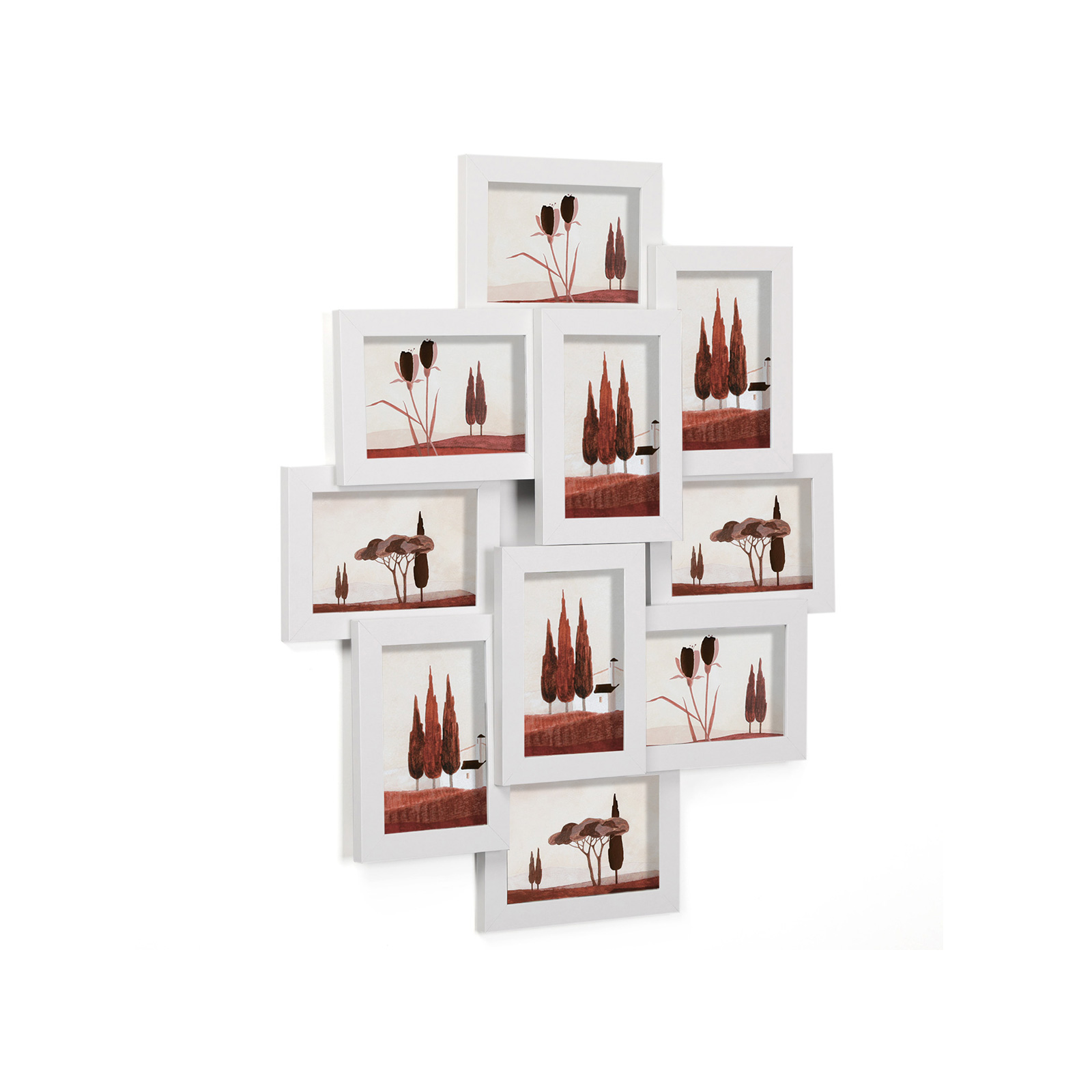 Foto rāmju kolāža 10 fotogrāfijām, 10 x 15 cm, MDF, balta, 60 x 49,3 x 3,6 cm - Image 2
