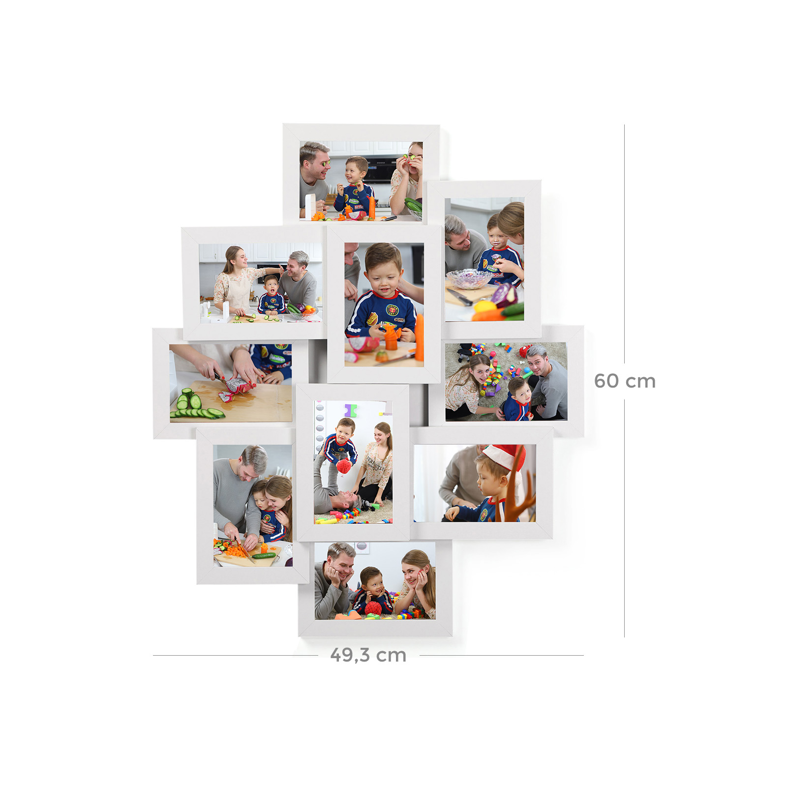 Foto rāmju kolāža 10 fotogrāfijām, 10 x 15 cm, MDF, balta, 60 x 49,3 x 3,6 cm - Image 7