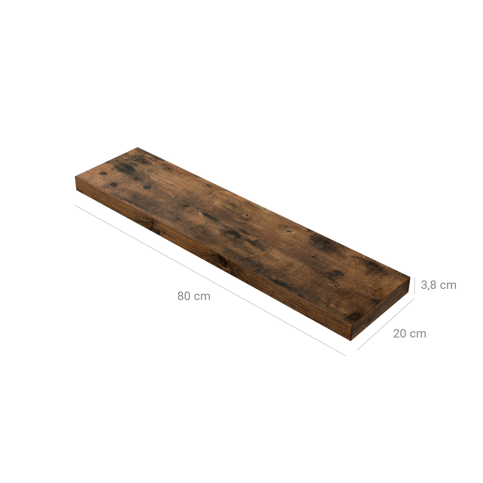 Seinähylly 80 x 20 x 3,8 cm, MDF ja rauta, valkoinen - Image 7