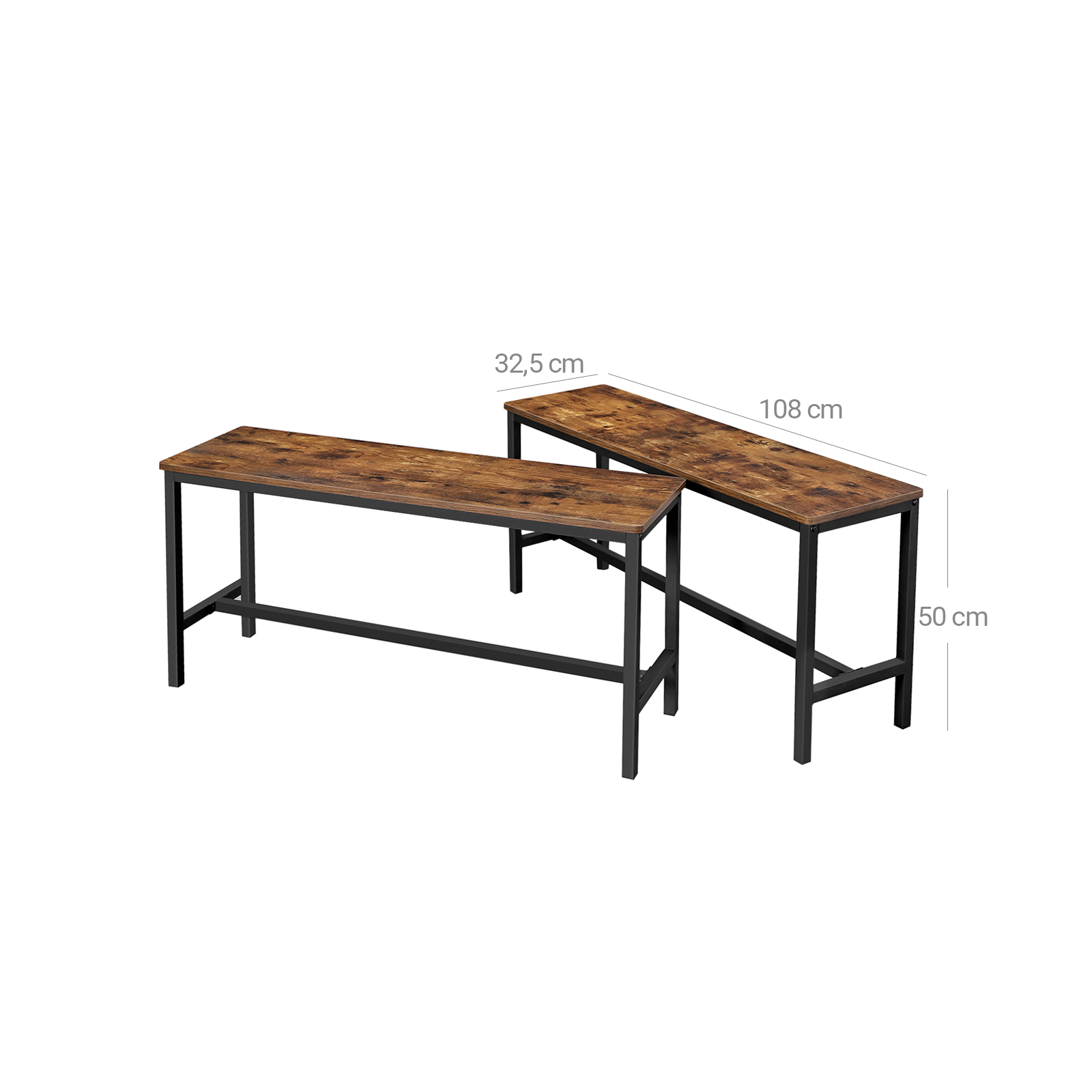 Ēdamistabas solu komplekts, 2 gab., 108 x 32,5 x 50 cm, skaidu plātne un dzelzs - Image 6