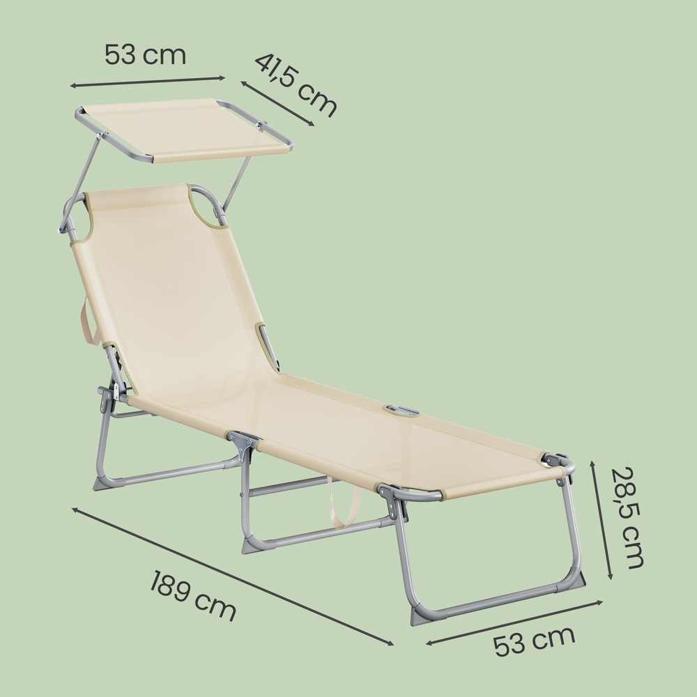 Sulankstomas gultas deginimuisi, 189 x 53 x 28,5 cm, iki 110 kg, su reguliuojamu stogeliu - Image 3