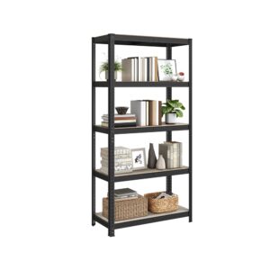 Reguleeritav hoiuriiul 5 riiuliga, 40 x 90 x 180 cm, greige-must, 2 tk
