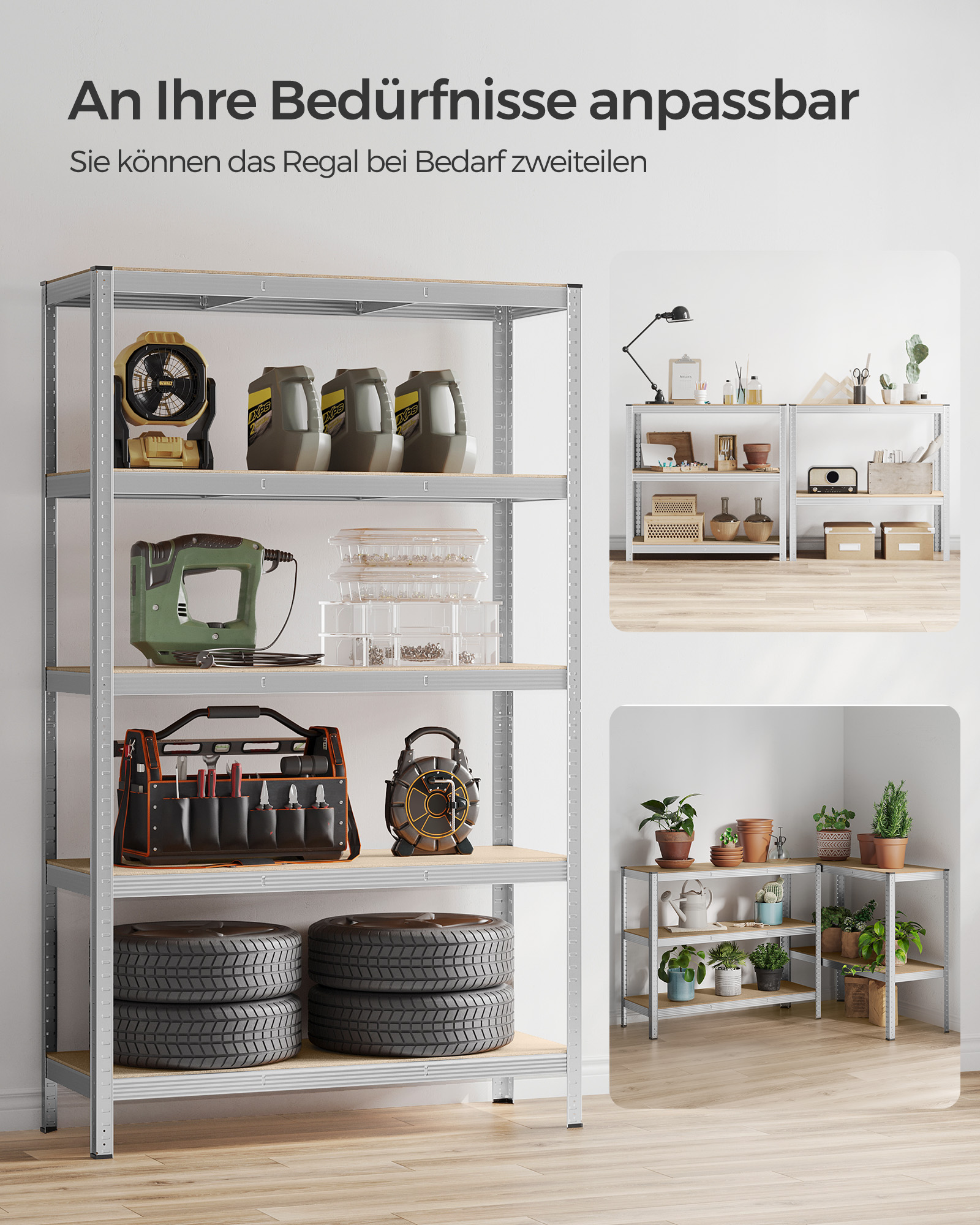 Sandėliavimo stelažas su 5 reguliuojamomis lentynomis, plienas ir MDF, 200 x 120 x 60 cm - Image 6