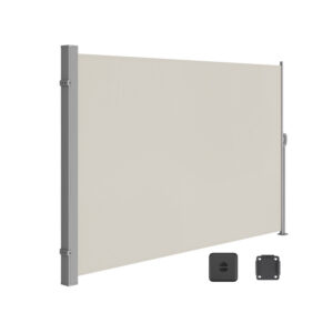 Sivumarkiisi 180 x 350 cm, taupe, jauhemaalattua rautaa ja polyesteriä