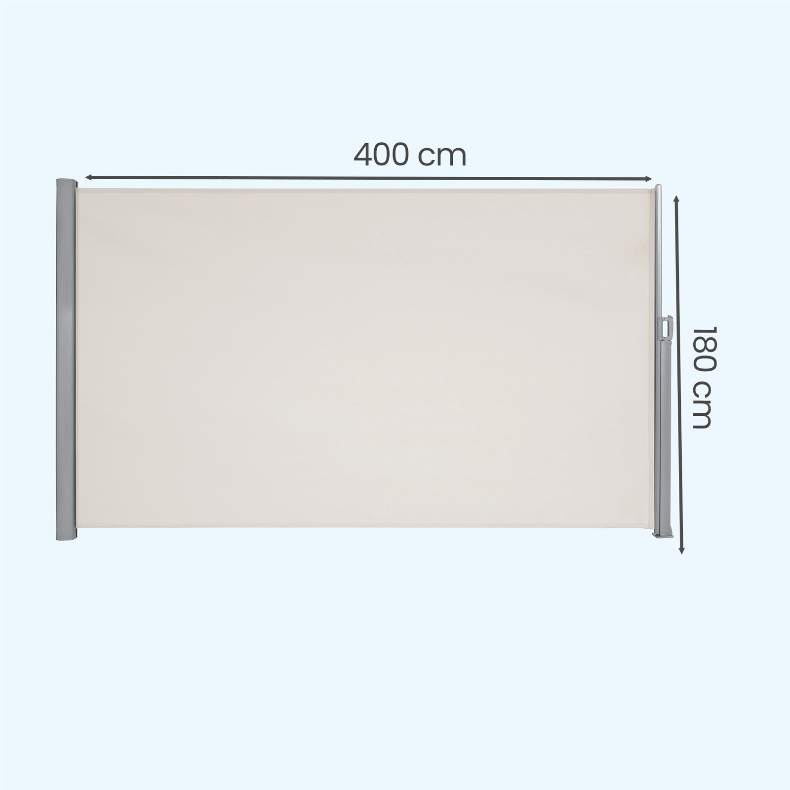 Sānu markīze ar alumīnija sakausējuma kaseti, 180 x 400 cm, necaurredzama, bēša - Image 3