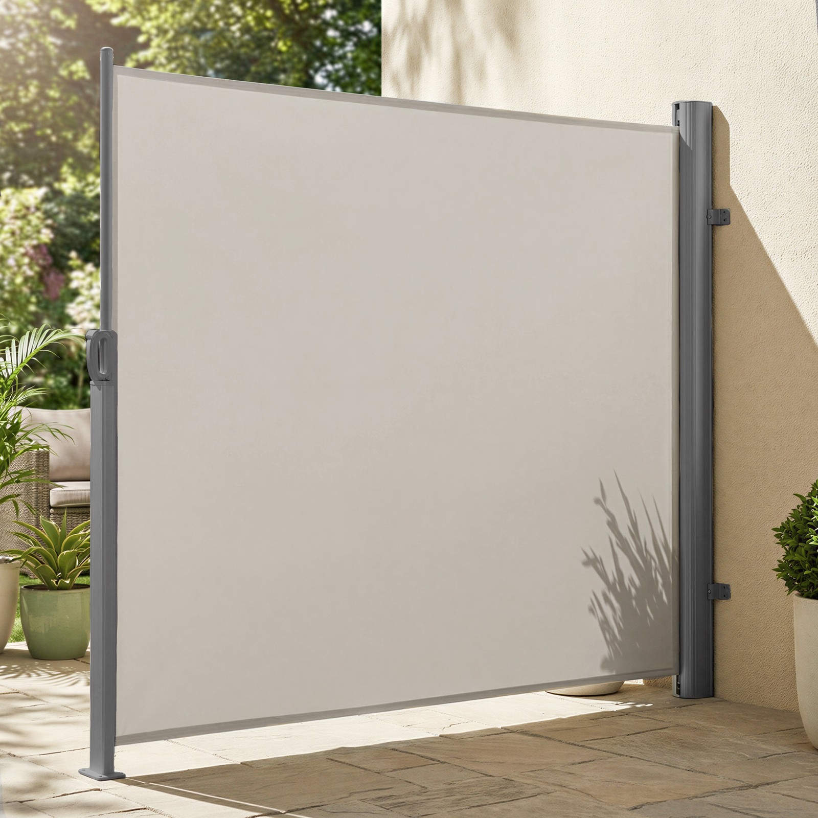 Sānu markīze ar alumīnija sakausējuma kaseti, 180 x 400 cm, necaurredzama, bēša - Image 4
