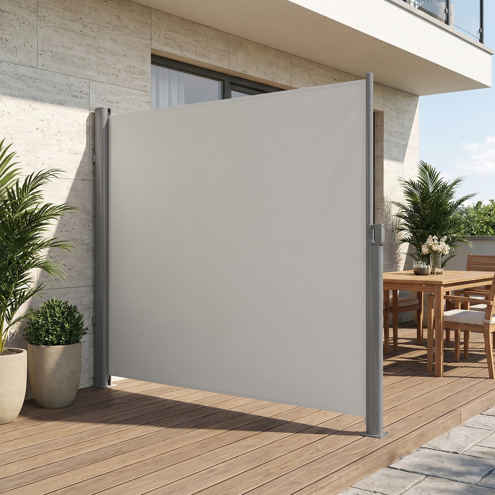 Šoninė markizė 180 x 350 cm, ištraukiama, plieninis korpusas, taupe / smėlio - Image 4