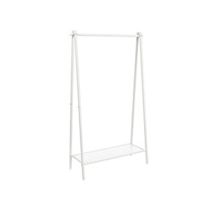 Riidestange terasest alumise riiuliga, valge, 33,5 x 92,5 x 153 cm