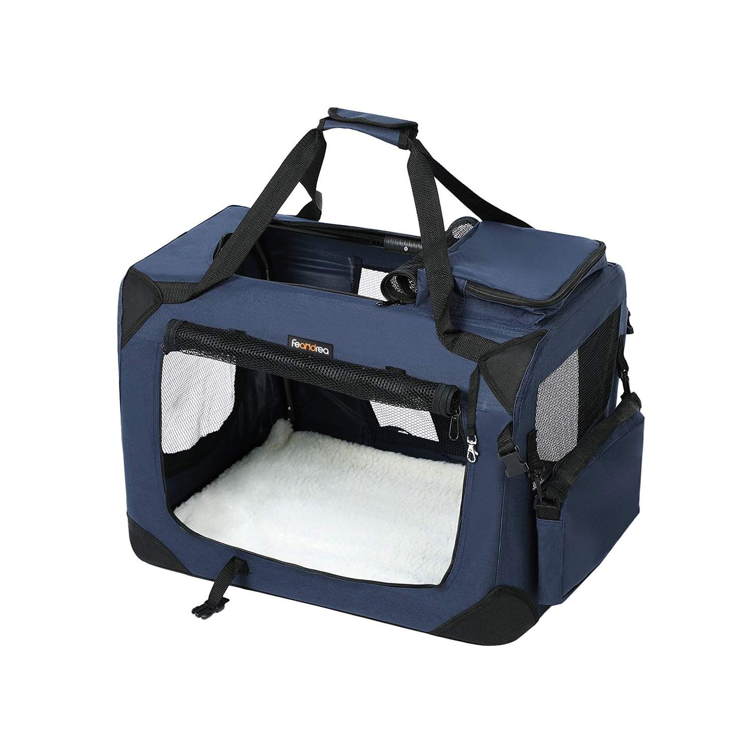 Gyvūnų transportavimo dėžė L, 70 x 52 x 52 cm, tamsiai mėlyna, sulankstoma, Oksfordo audinys
