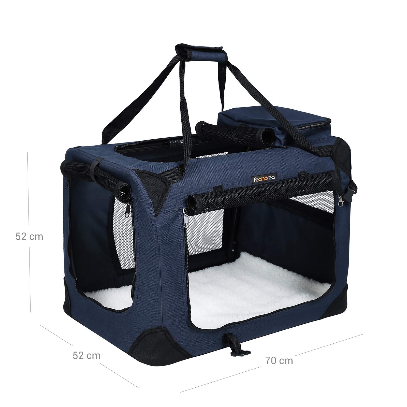 Gyvūnų transportavimo dėžė L, 70 x 52 x 52 cm, tamsiai mėlyna, sulankstoma, Oksfordo audinys - Image 5