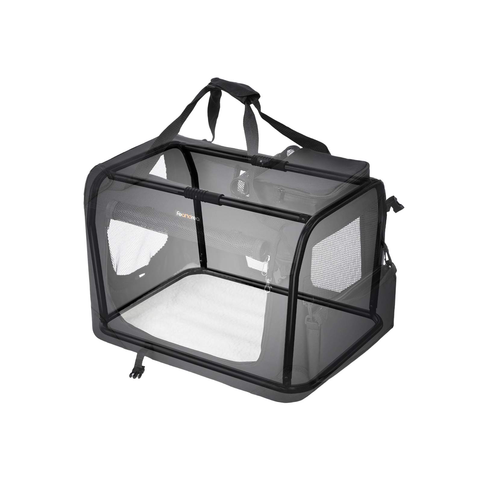 Gyvūnų transportavimo dėžė XL, juoda, Oxford audinys, 102 x 69 x 69 cm - Image 2