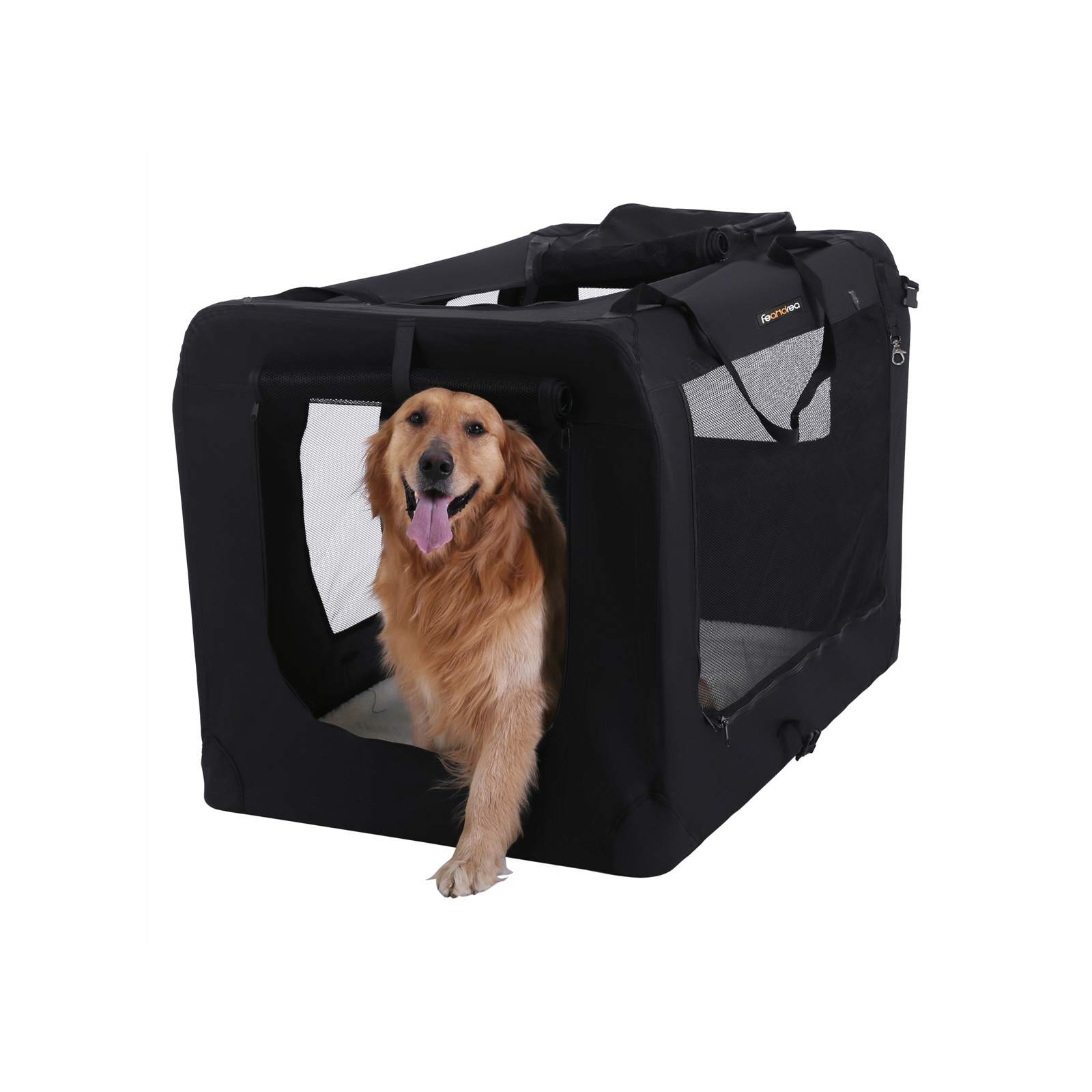 Gyvūnų transportavimo dėžė XL, juoda, Oxford audinys, 102 x 69 x 69 cm - Image 4