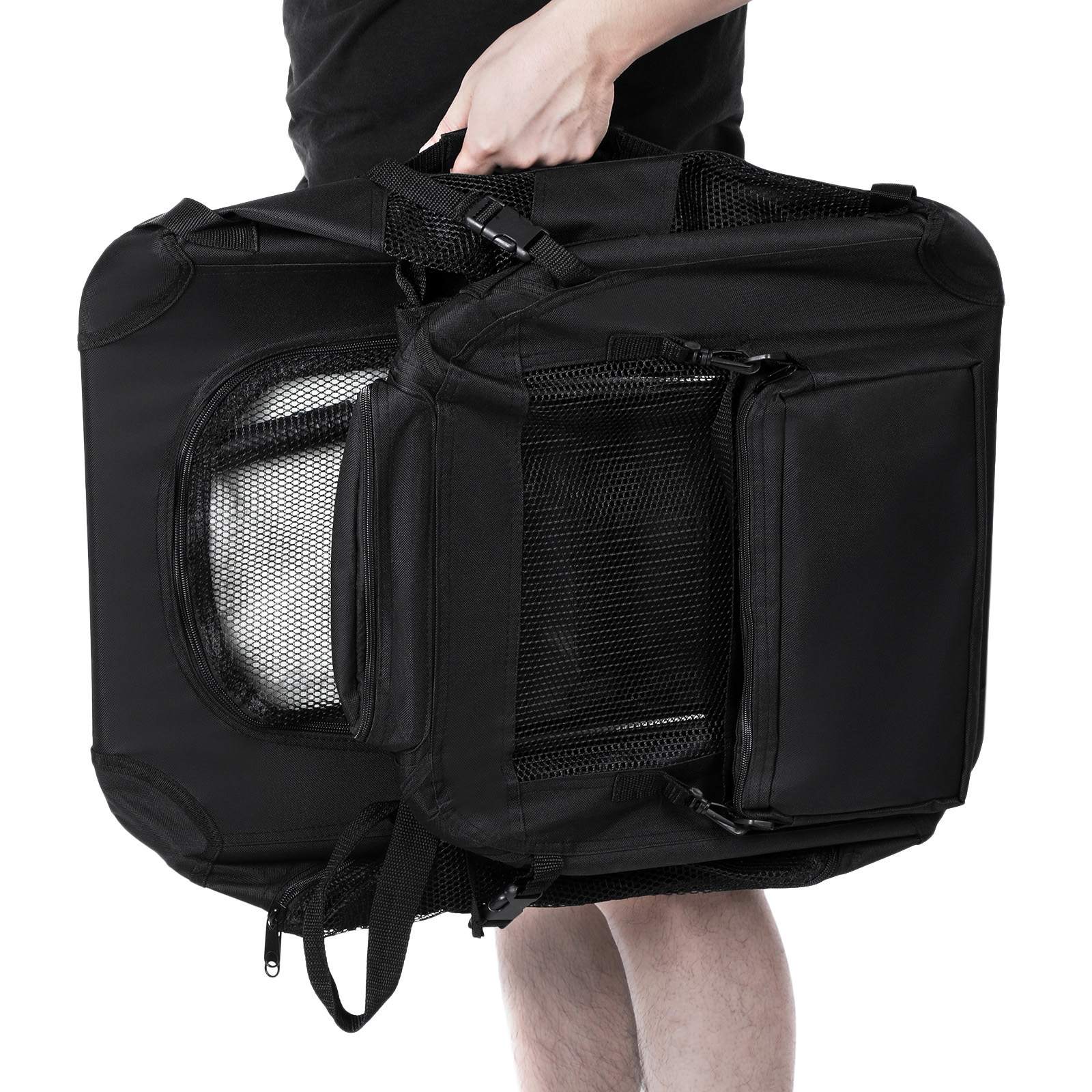Gyvūnų transportavimo dėžė XL, juoda, Oxford audinys, 102 x 69 x 69 cm - Image 5