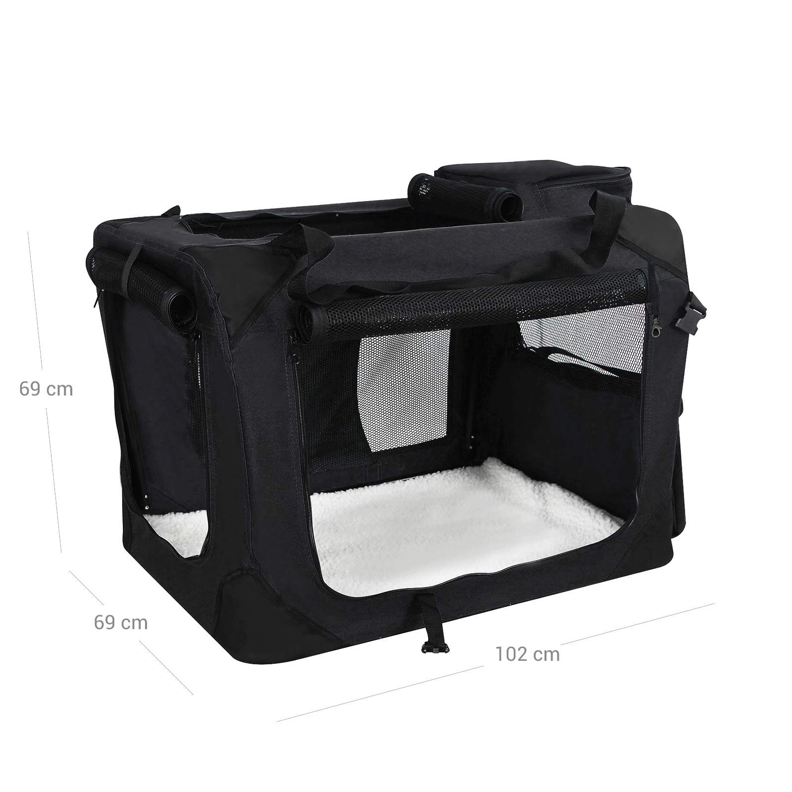 Gyvūnų transportavimo dėžė XL, juoda, Oxford audinys, 102 x 69 x 69 cm - Image 7