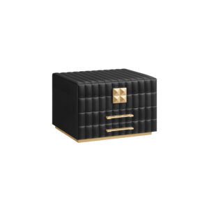 Ehetekarp peegliga, 3 tasandit ja 2 sahtlit, PU, must, 21,5 x 24 x 15,8 cm