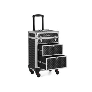 Kosmeetikakohver ratastel, professionaalne, 4 eemaldatava universaalrattaga, punane