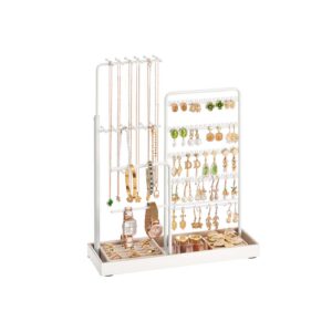 Ehetehoidja metallist sametaldrikuga, mattvalge, 10 x 30,6 x 30,9–47,5 cm