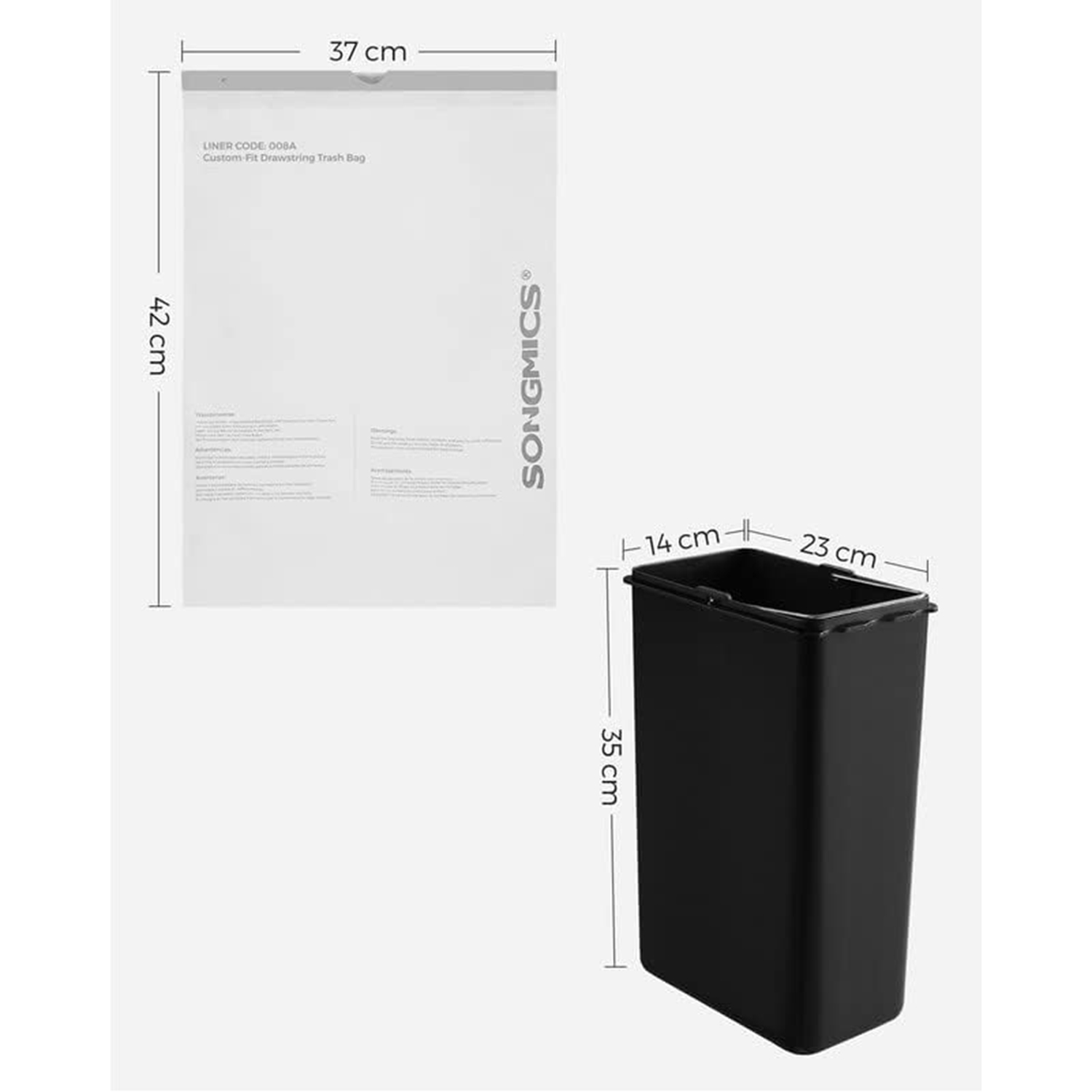 Šiukšlių maišai su sutraukiamu raiščiu, 8 l, 90 vnt., balti, HDPE, 37 x 42 cm - Image 5