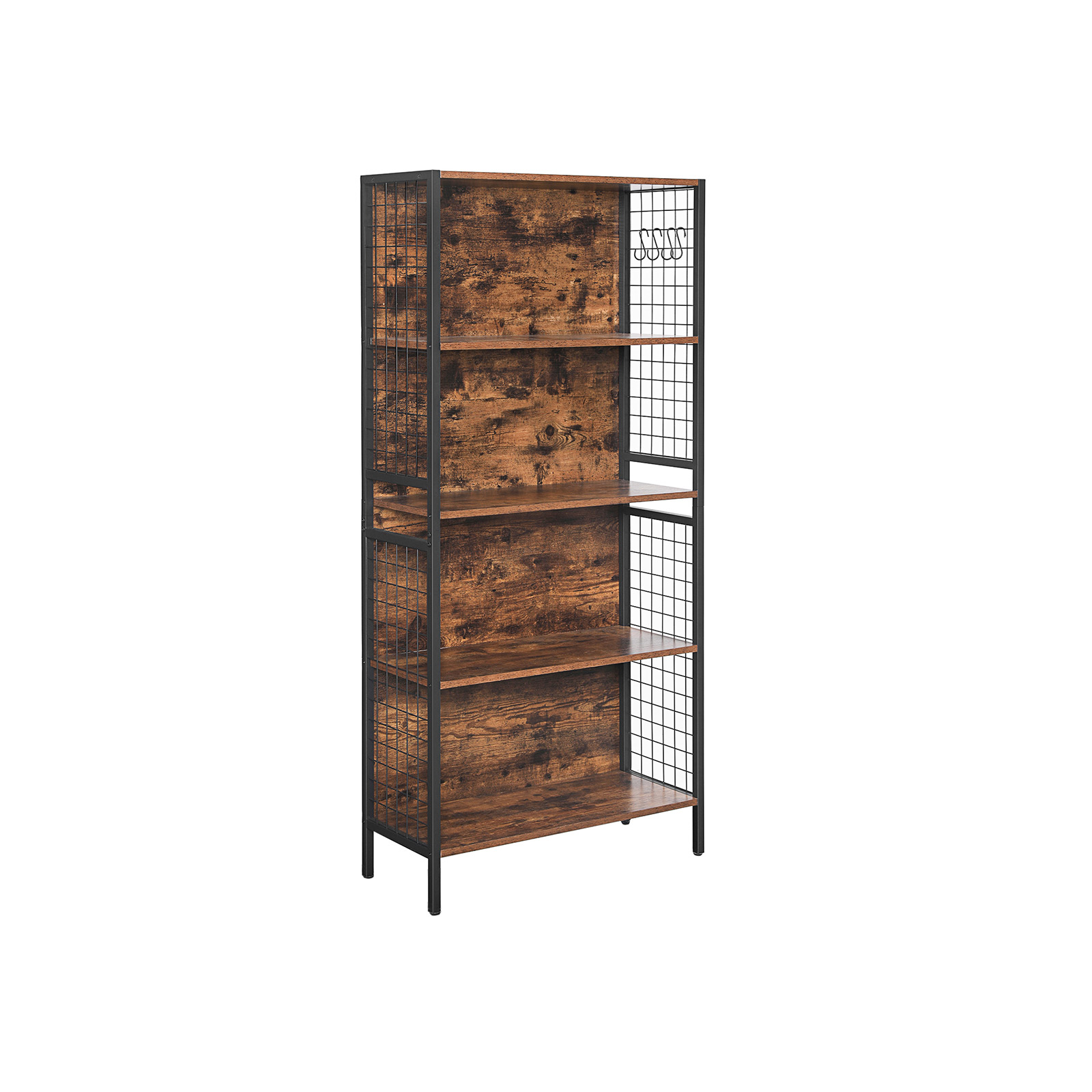 Grāmatu plaukts ar 4 plauktiem, 74 x 30 x 155 cm, tērauds un skaidu plātne