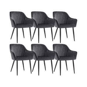 Ruokapöydän tuolit, 6 kpl, harmaa samettiverhoilu, metallijalat, 62,5 x 60 x 85 cm