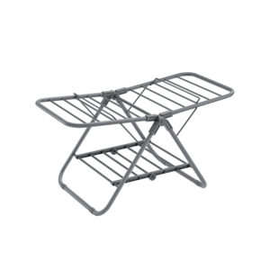 Skalbinių džiovyklė su 2 sparnais, sulankstoma, metalinė, pilkai rusva, 44 x 101 x 54 cm