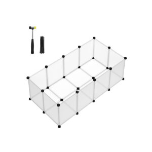 Väikeloomade aedik põrandaplaatidega, valge, 125 x 63 x 42 cm, plastist