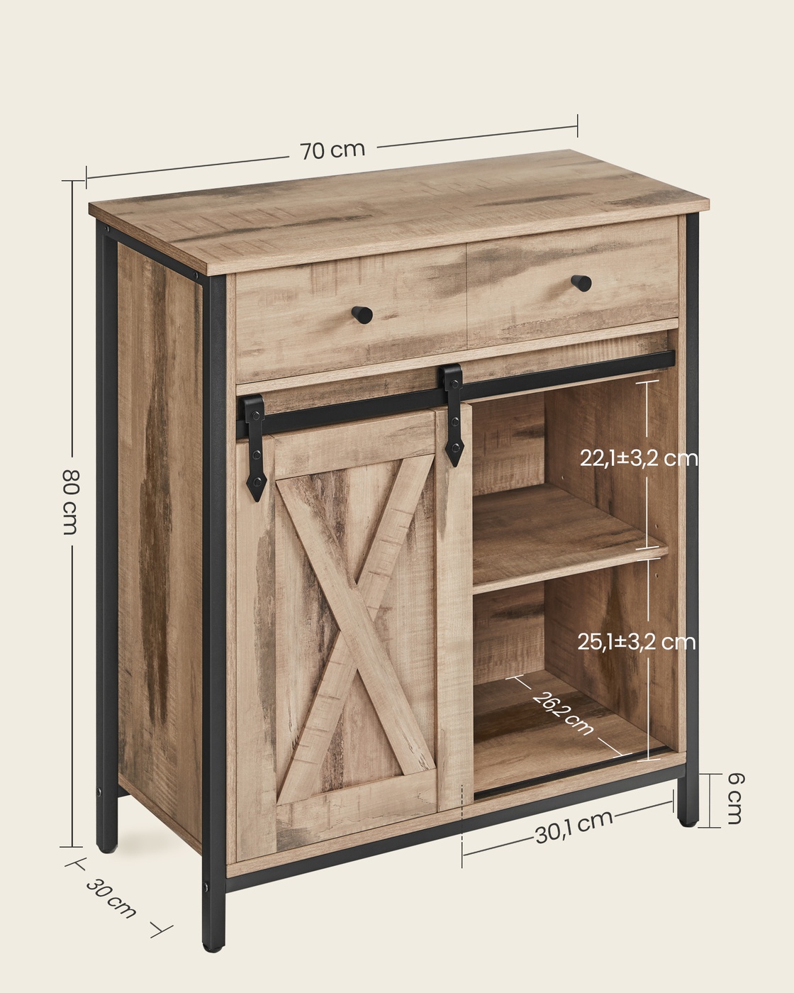 Keittiökaappi liukuovella, 30 x 70 x 80 cm, tammenruskea-musta - Image 6