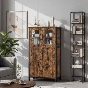 Hoiukapp reguleeritava riiuliga, 60 x 30 x 108 cm, pruun-must