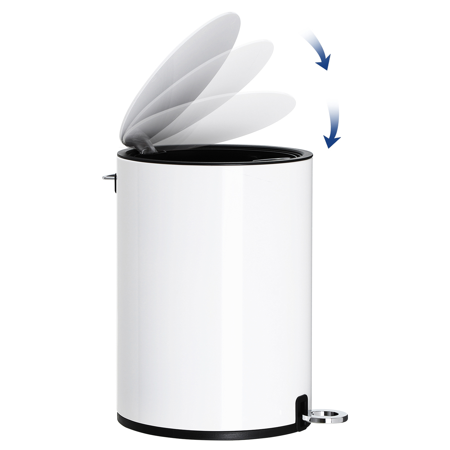 Kylpyhuoneen roska-astia 3 l, valkoinen, jauhemaalattua terästä, ABS-kannella - Image 5