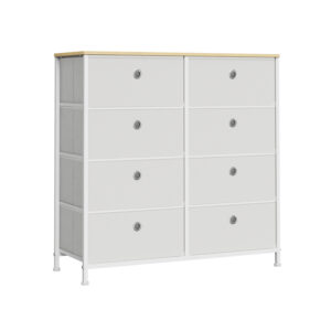 Hoiukapp 8 riidest sahtliga, 30 x 80 x 81,5 cm, kreemvalge, tammepuidu toonis
