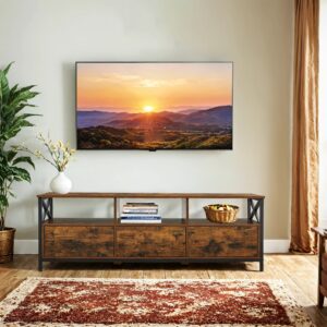 TV spintelė iki 65 col. televizoriui, 147 x 40 x 50 cm, 3 stalčiai, ruda-juoda