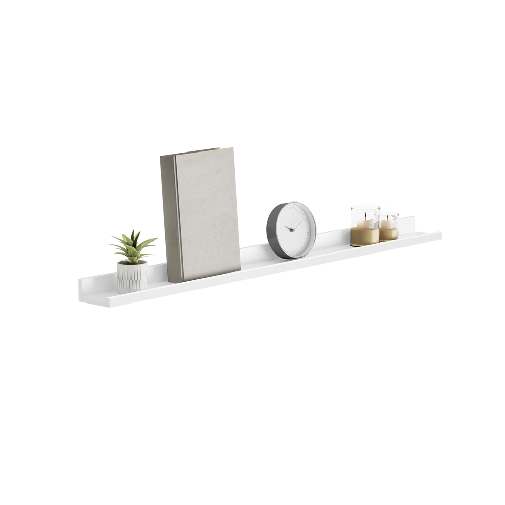 Piekarināms sienas plaukts fotogrāfijām un grāmatām, balts, MDF, 110 x 10 x 5/2 cm