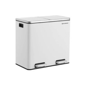 Atkritumu tvertne ar 2 nodalījumiem, 2 x 30 l, tērauda, ar pedāli, 58,5 x 32 x 54,5 cm