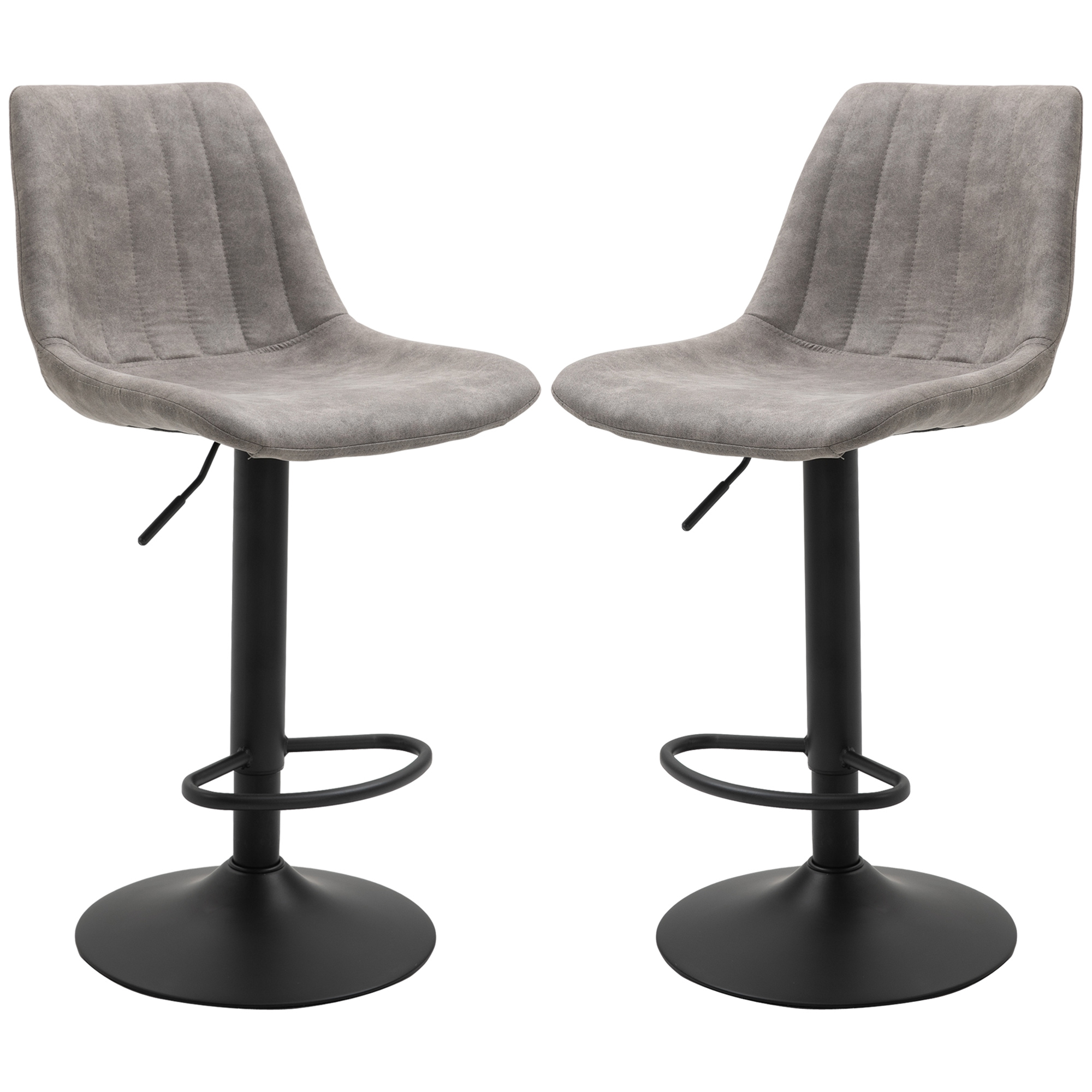 2 tk baaritoolide komplekt retrodisainiga, hall + must, reguleeritava kõrgusega, 89-110 cm
